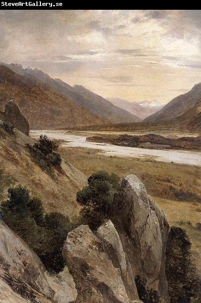 Alexandre Calame Mountainous Riverscape